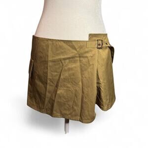 Khaki cargo mini skirt with wrap belt